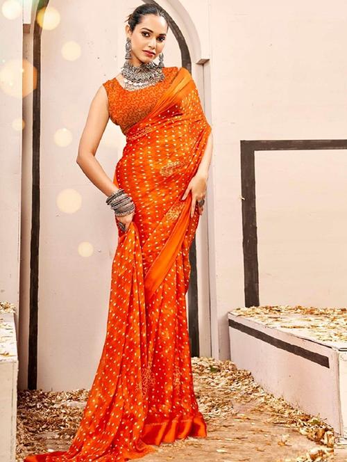 women printed casual wear saree with blouse - 22279022 - Very Small Image - 1
