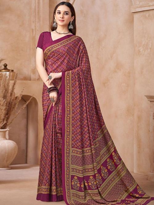 women printed casual wear saree with blouse - 22279076 - Very Small Image - 1