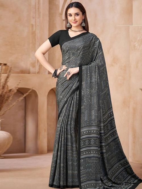 women printed casual wear saree with blouse - 22279077 - Very Small Image - 1