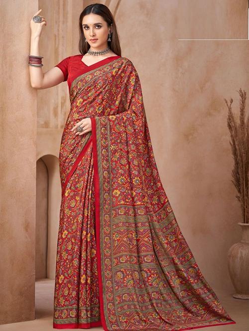 women printed casual wear saree with blouse - 22279079 - Very Small Image - 1