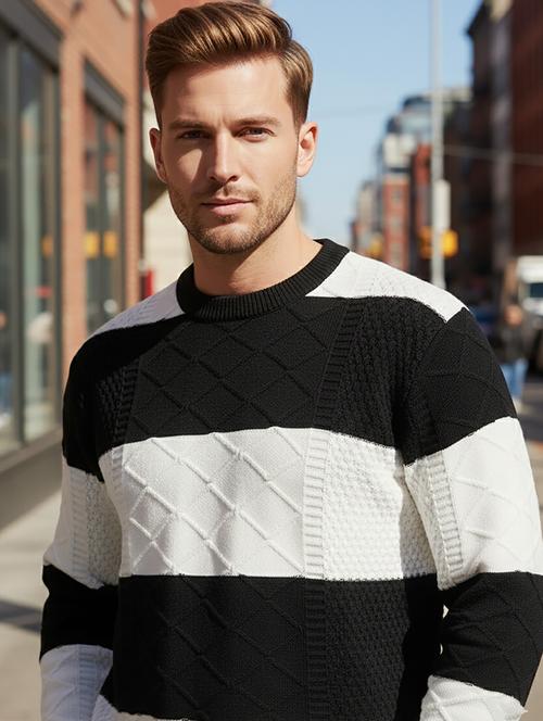 men color block long sleeve regular fit pullover  - 22279181 - Very Small Image - 1