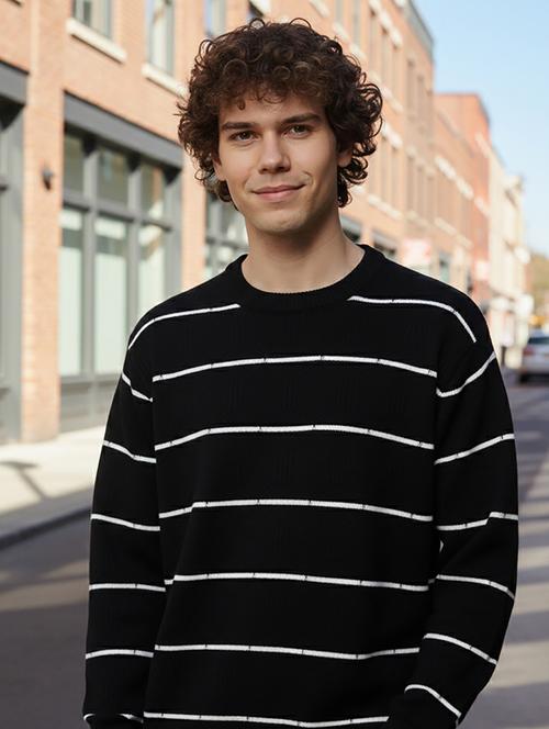 men striped long sleeve regular fit pullover  - 22279184 - Very Small Image - 1