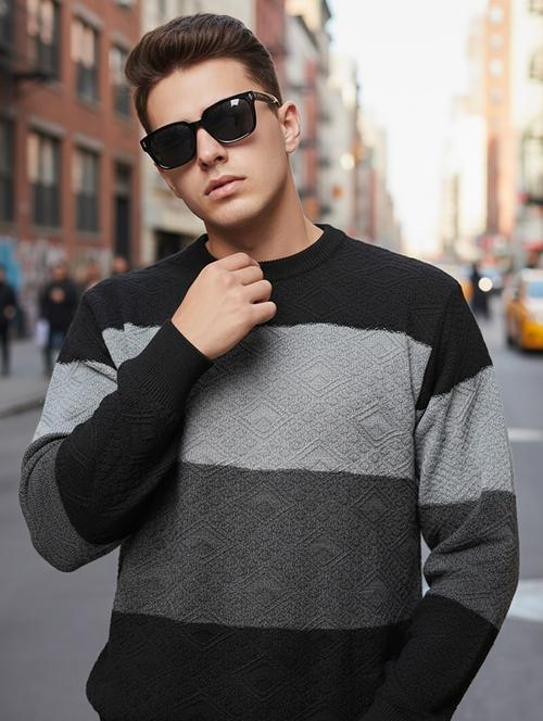 men scolor block long sleeve regular fit pullover  - 22279196 - Very Small Image - 1