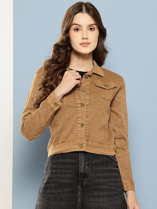 women solid long sleeve denim jacket - 22280343 - Very Small Image - 1