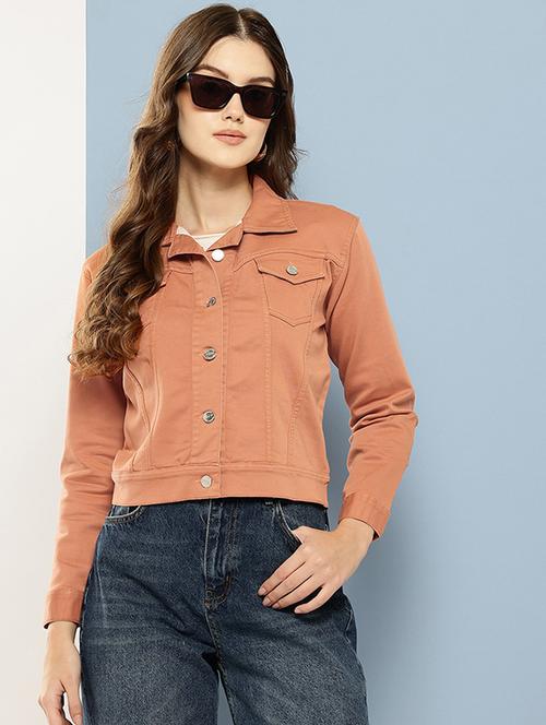 women solid long sleeve denim jacket - 22280349 - Very Small Image - 1
