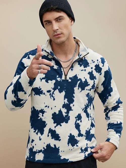 men printed stand collar long sleeve sweatshirt - 22280434 - Very Small Image - 1