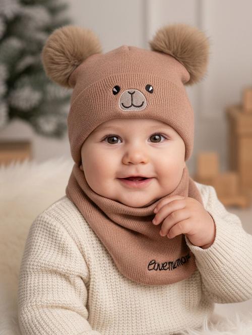 kids woolen cap with neck scarf  set - 22281130 - Very Small Image - 1