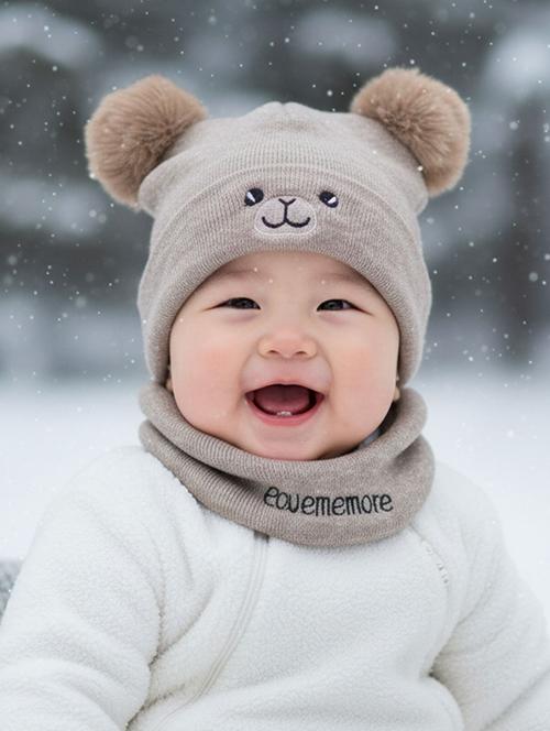 kids woolen cap with neck scarf set - 22281139 - Very Small Image - 1