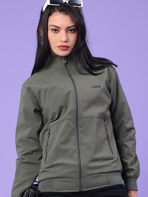 women solid long sleeve bomber jacket - 22281769 - Very Small Image - 1