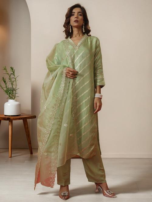 women self design three quarter sleeve kurta pant with dupatta set - 22282148 - Very Small Image - 1
