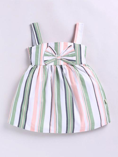 girls striped shoulder strap flared dress - 22283155 - Very Small Image - 1