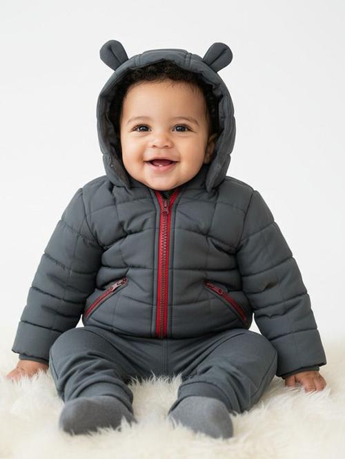 boys solid long sleeve hooded quilted jacket - 22283613 - Very Small Image - 1