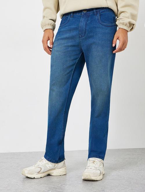 men washed mid rise straight fit jeans - 22285486 - Very Small Image - 1