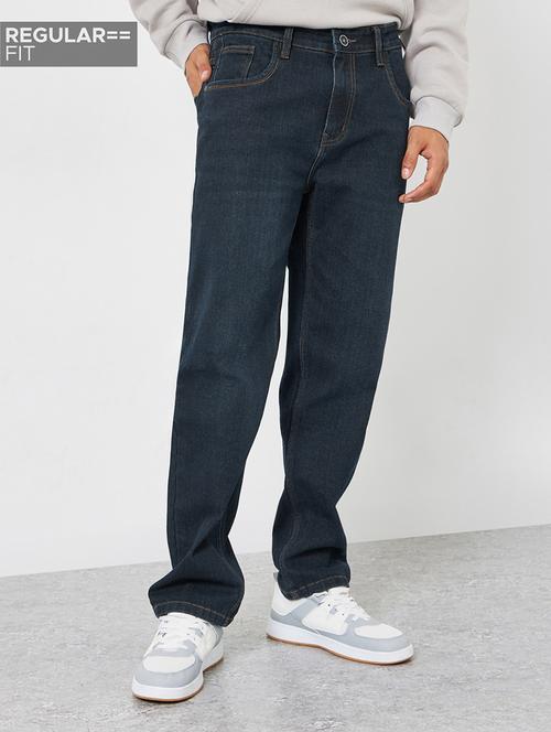 men washed mid rise full length straight fit jeans - 22285496 - Very Small Image - 1