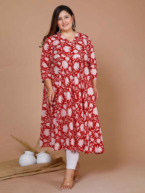 women printed three quarter sleeve anarkali kurta - 22285539 - Very Small Image - 1
