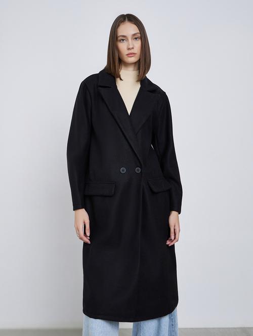 women solid long sleeve trench coat - 22285794 - Very Small Image - 1