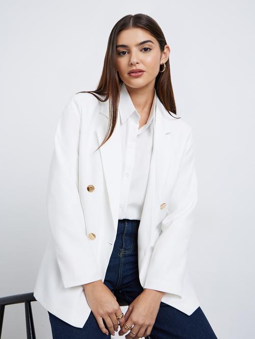 women solid long sleeve double breasted blazer - 22287854 - Very Small Image - 1