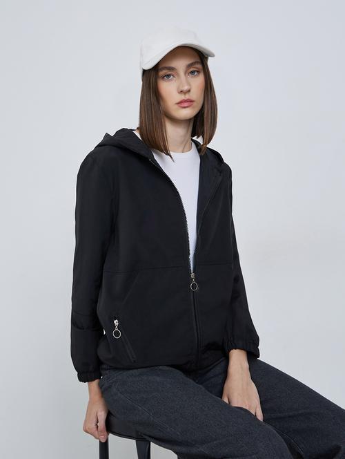 women solid long sleeve hooded jacket - 22287889 - Very Small Image - 1