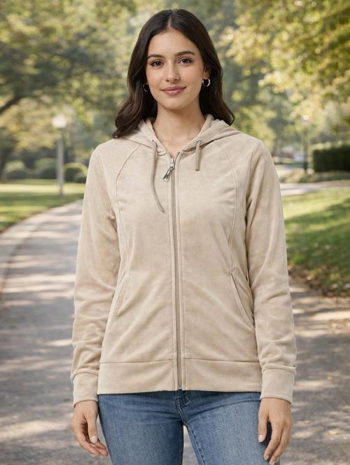 women solid long sleeve hooded sweatshirt - 22287940 - Very Small Image - 1