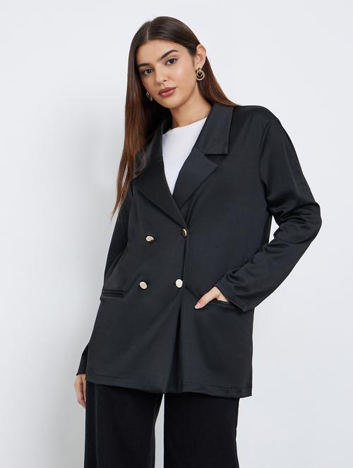 women solid long sleeve double breasted blazer - 22287970 - Very Small Image - 1