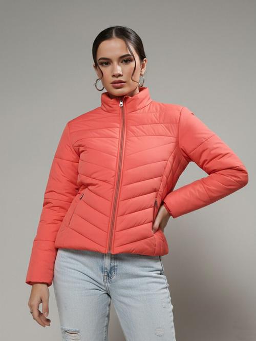 women solid long sleeve quilted jacket - 22288612 - Very Small Image - 1