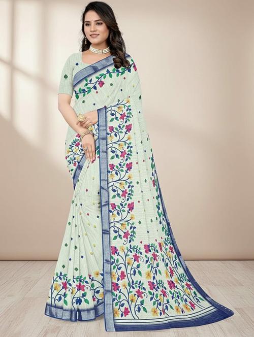 women floral casual wear saree with blouse - 22288698 - Very Small Image - 1