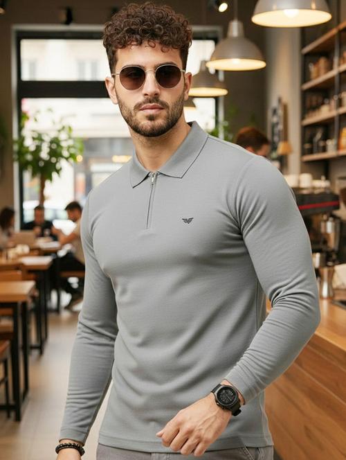 men solid long sleeve polo t-shirt - 22290704 - Very Small Image - 1