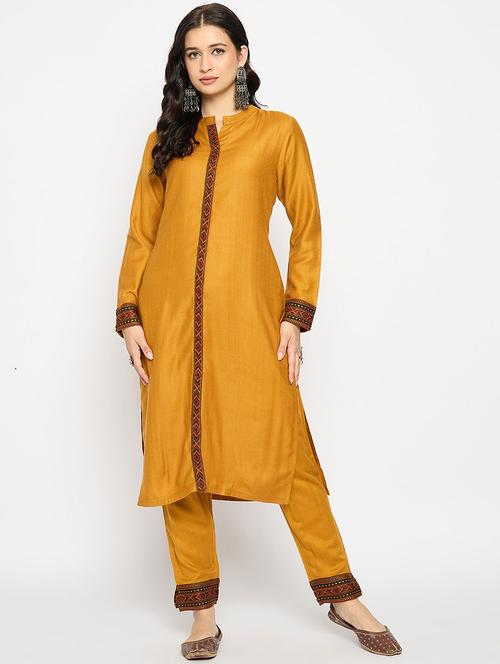 women self design long sleeve kurta pant set - 22291200 - Very Small Image - 1