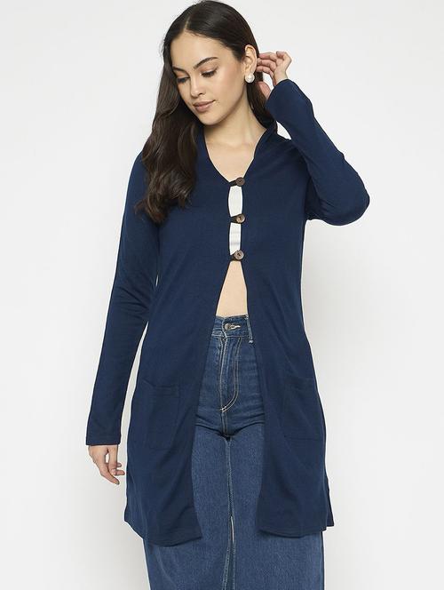 women solid long sleeve woolen shrug - 22291258 - Very Small Image - 1