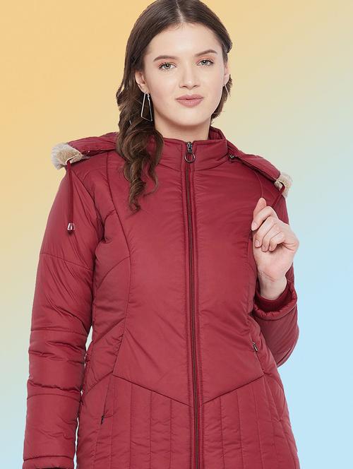 women solid long sleeve hooded quilted jacket - 22291297 - Very Small Image - 1