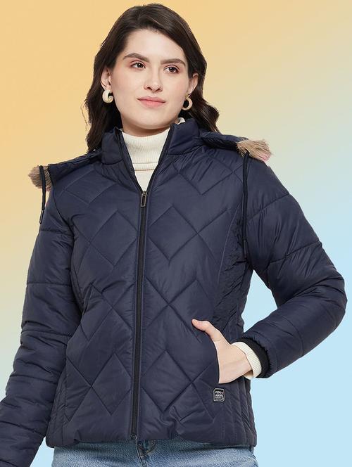 women solid long sleeve hooded quilted jacket - 22291312 - Very Small Image - 1