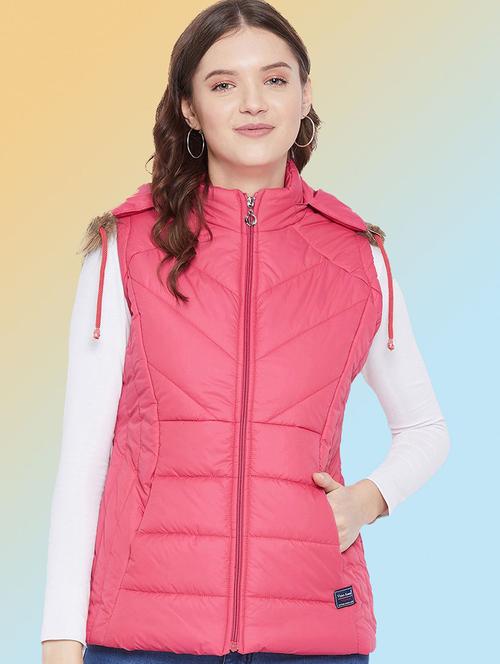 women solid sleeveless hooded quilted jacket - 22291332 - Very Small Image - 1