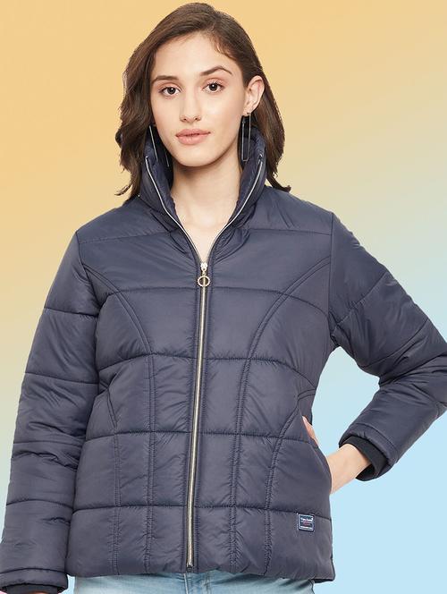 women solid long sleeve quilted jacket - 22291342 - Very Small Image - 1