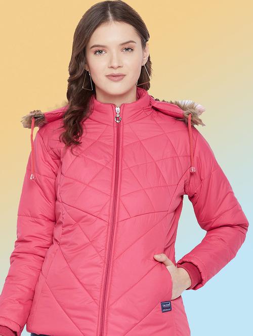 women solid long sleeve hooded quilted jacket - 22291348 - Very Small Image - 1