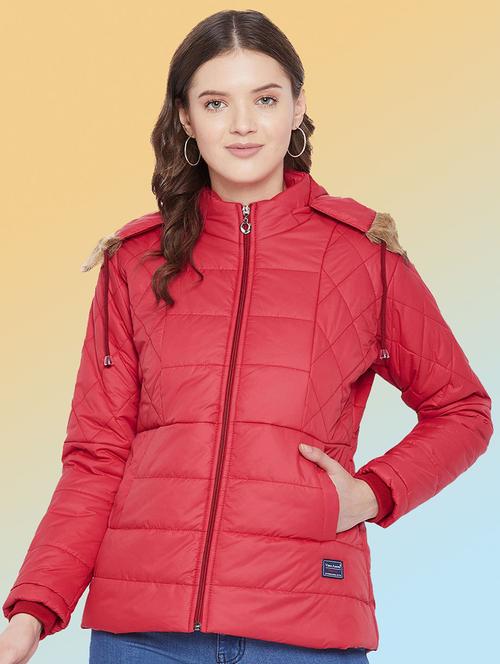 women solid long sleeve hooded quilted jacket - 22291351 - Very Small Image - 1