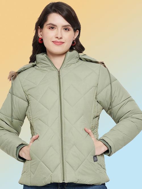 women solid long sleeve hooded quilted jacket - 22291359 - Very Small Image - 1