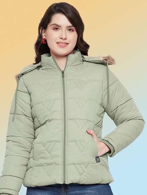 women solid long sleeve hooded quilted jacket - 22291370 - Very Small Image - 1