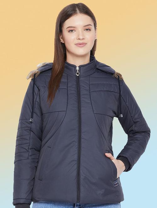 women solid long sleeve hooded quilted jacket - 22291381 - Very Small Image - 1