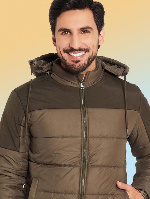 men color block long sleeve puffer jacket - 22291405 - Very Small Image - 1