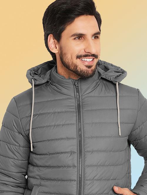 men solid long sleeve puffer jacket - 22291413 - Very Small Image - 1