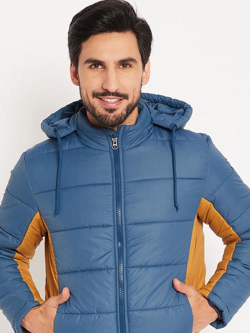 men color block long sleeve puffer jacket - 22291419 - Very Small Image - 1