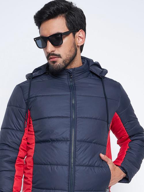 men color block long sleeve puffer jacket - 22291423 - Very Small Image - 1