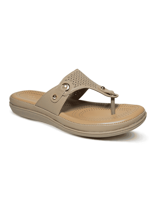 women beige slip on flat sandals - 22292277 - Very Small Image - 1