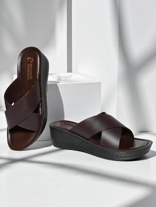 women brown slip on wedge - 22292296 - Very Small Image - 1