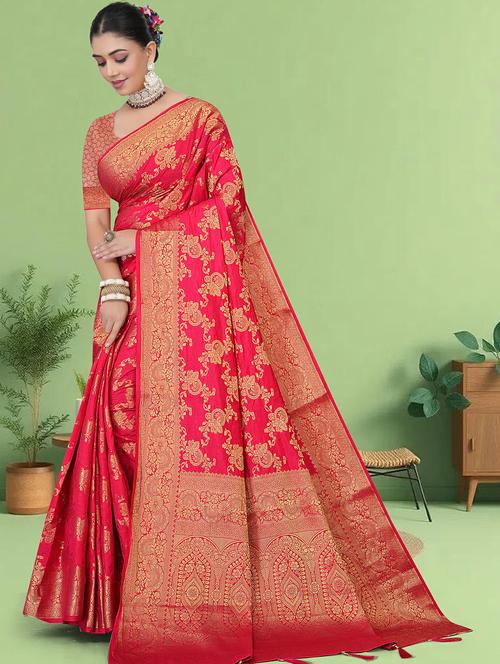women self design banarasi saree with blouse - 22292572 - Very Small Image - 1