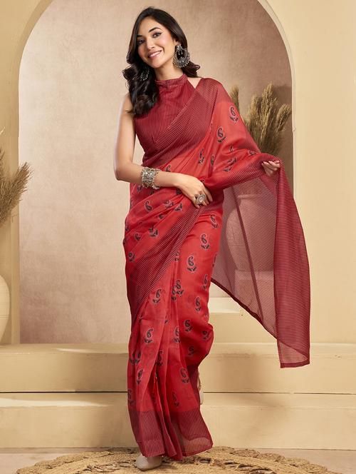 women paisley printed ready to wear saree with blouse - 22297453 - Very Small Image - 1