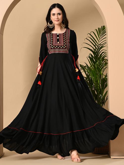 women solid with work three quarter sleeve ethnic dress - 22299139 - Very Small Image - 1