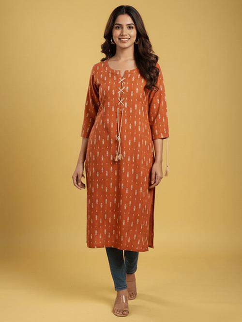 women printed three quarter sleeve straight kurta - 22299147 - Very Small Image - 1