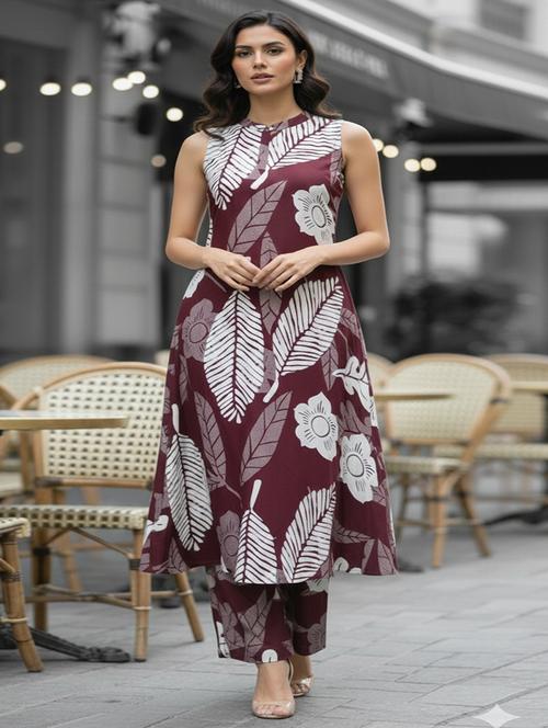 women printed sleeveless ethnic co-ord set - 22299168 - Very Small Image - 1