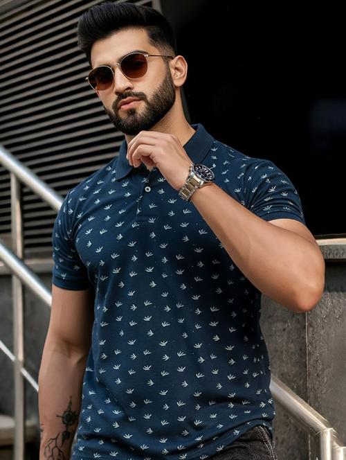 men printed short sleeve polo t-shirt - 22300213 - Very Small Image - 1
